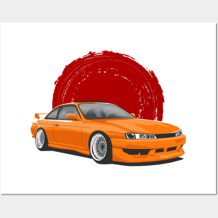 Orange Nissan Silvia S14 Kouki Posters and Art